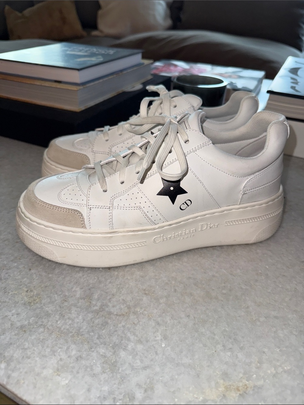 Dior Star White Leather Sneakers Sz 39